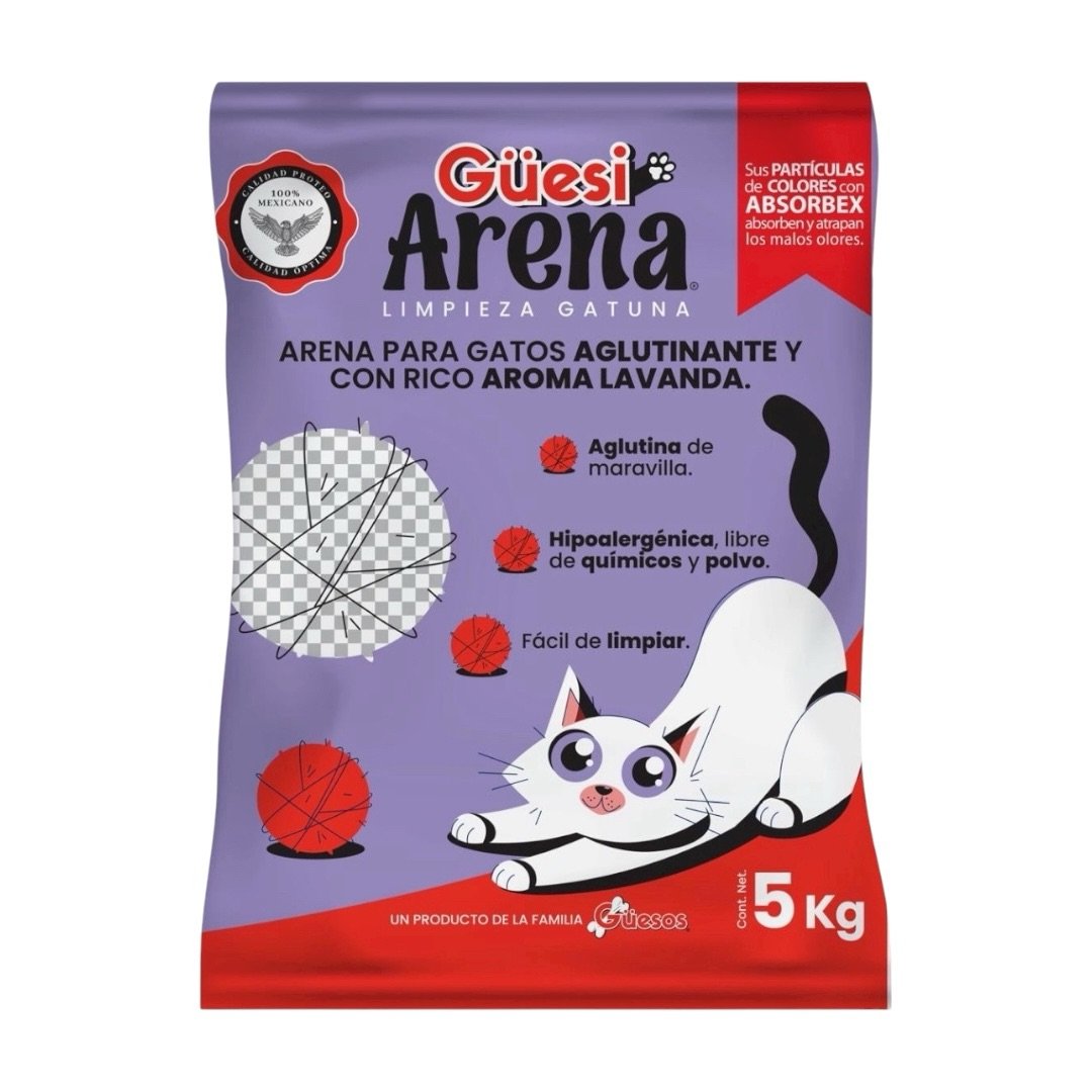 Arena para Gato Güesi Atado Lavanda 25 kg (5 Bolsas de 5 kg) 1 Arena para Gato Güesi