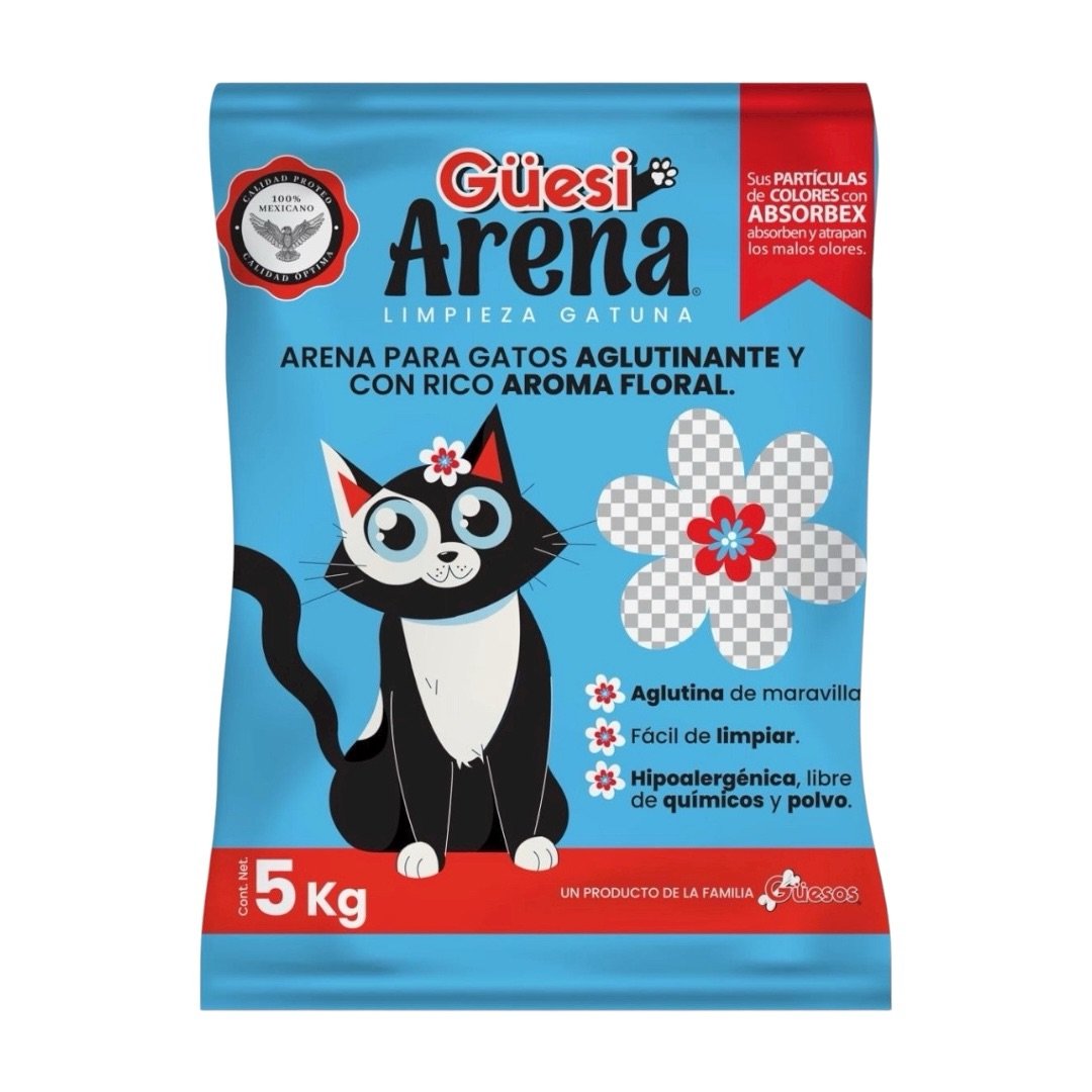 Arena para Gato Güesi Atado Floral 25 kg (5 Bolsas de 5 kg) 1 Arena para Gato Güesi Atado