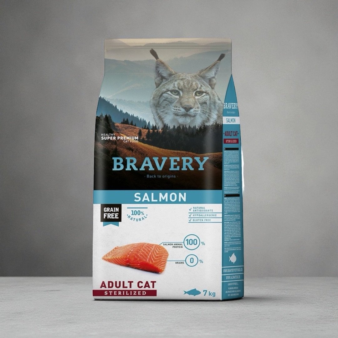 Bravery Alimento Seco Natural Grain Free para Gato Esterilizado – Salmón 7 kg 1 Bravery Alimento Seco Natural Grain