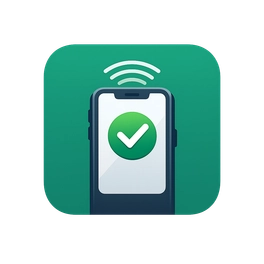 Abstract digital wallet icon with smartphone displaying payment confirmation checkmark on taxisanfernando.net